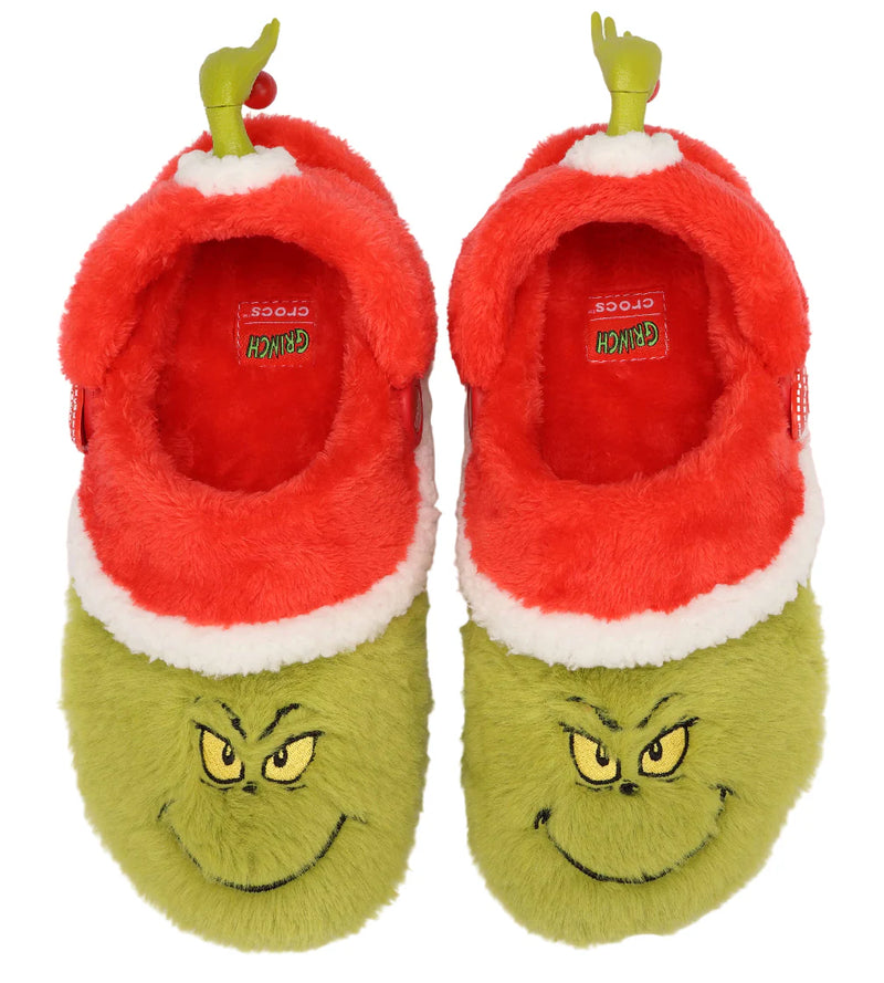 mens crocs x the grinch classic lined clog (green/red)