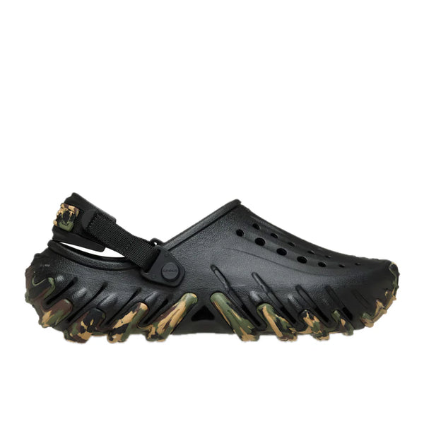 mens crocs echo camo ro clog (black)