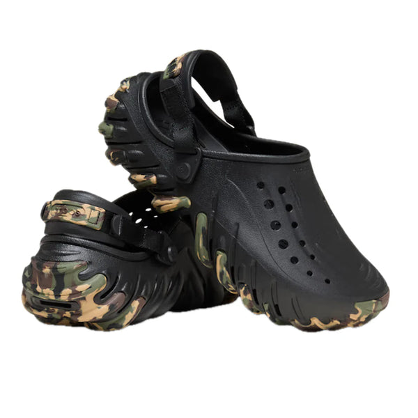 mens crocs echo camo ro clog (black)