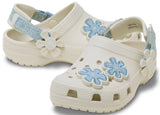 toddler crocs denim flower classic clog (summit white)