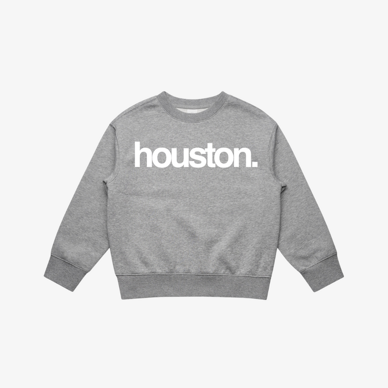 juniors premiumgoods. houston. crewneck (heather grey/white)