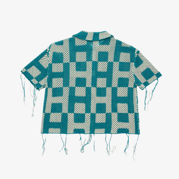 unisex honor the gift crochet s/s button down (teal)