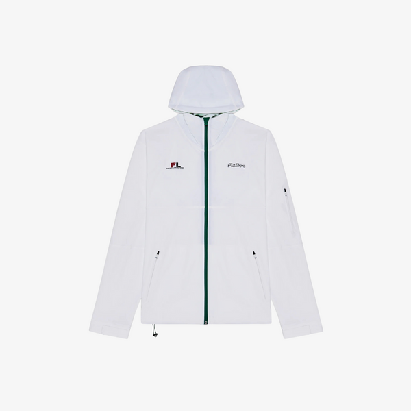 mens malbon x futura tag shell hooded zip jacket (white)