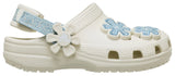 toddler crocs denim flower classic clog (summit white)