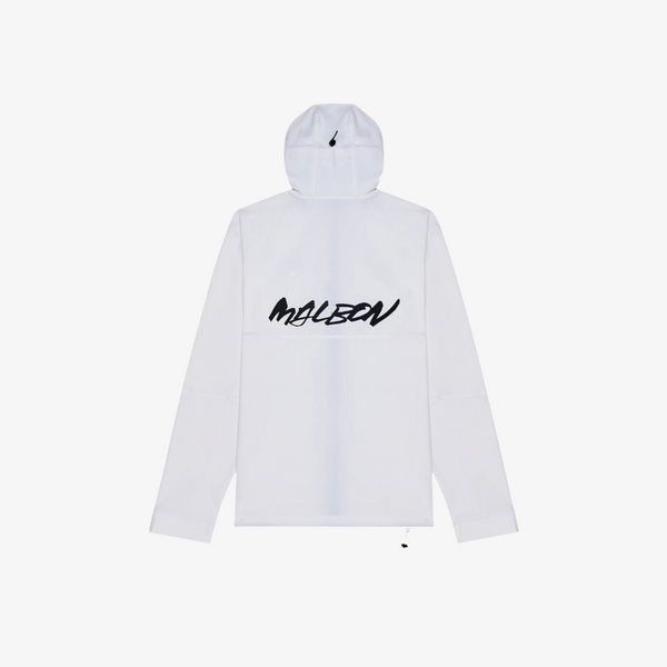 mens malbon x futura tag shell hooded zip jacket (white)