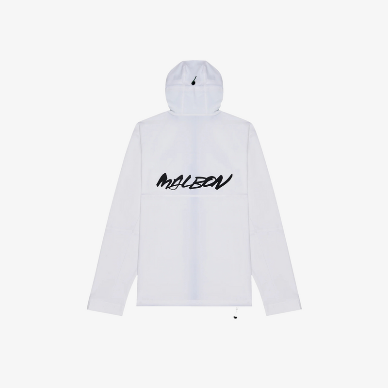 mens malbon x futura tag shell hooded zip jacket (white)