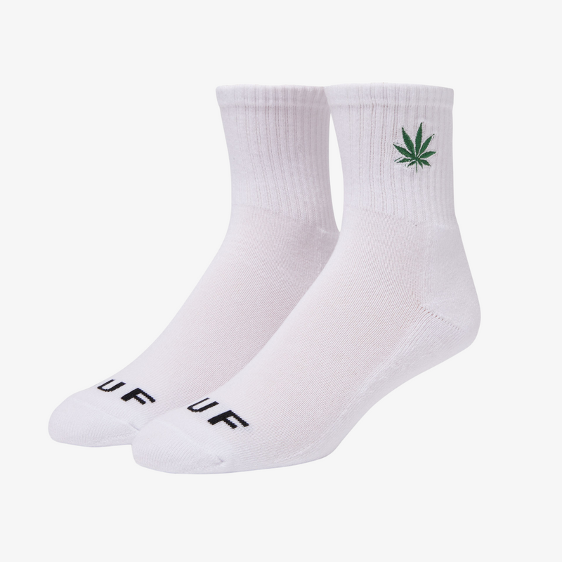 mens huf plantlife emb 1/4 sock (white)