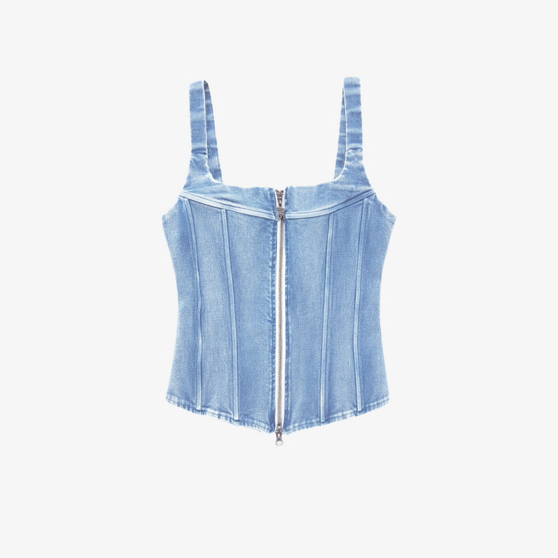 womens melody ehsani classic denim corset top (denim)