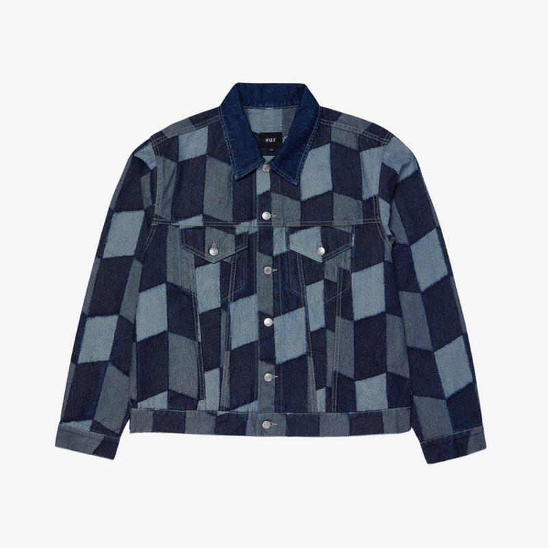 mens huf patchwork denim jacket (blue)