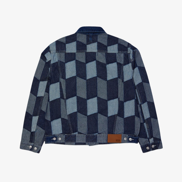 mens huf patchwork denim jacket (blue)