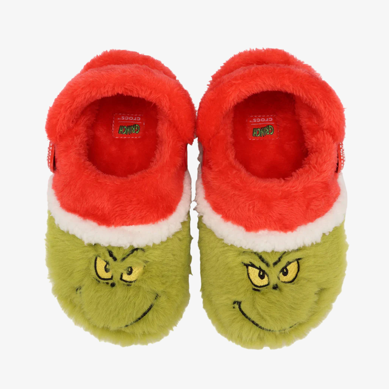 toddler crocs x the grinch classic lined clog (green/red)