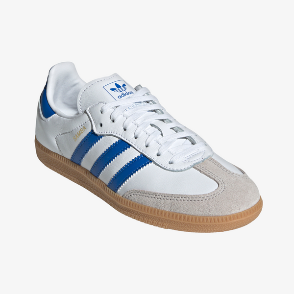 gradeschool adidas samba (white/blue)