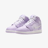 gradeschool jordan 1 mid (violet mist/white-barely grape)