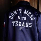 mens mitchell & ness x premiumgoods houston texans collared satin coaches jacket (navy)