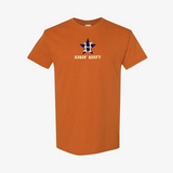 mens ridin' dirty bury me s/s tee (burnt orange/navy)