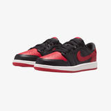 preschool jordan 1 retro low og "banned" (black/varsity red)