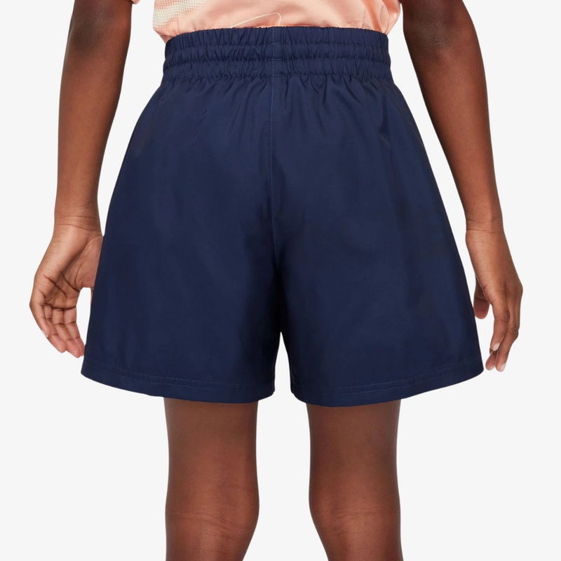 kids nike sportswear club 4.5" woven shorts (midnight navy/white)