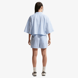 womens nike sportswear chill poplin oversized striped top (light photo blue)