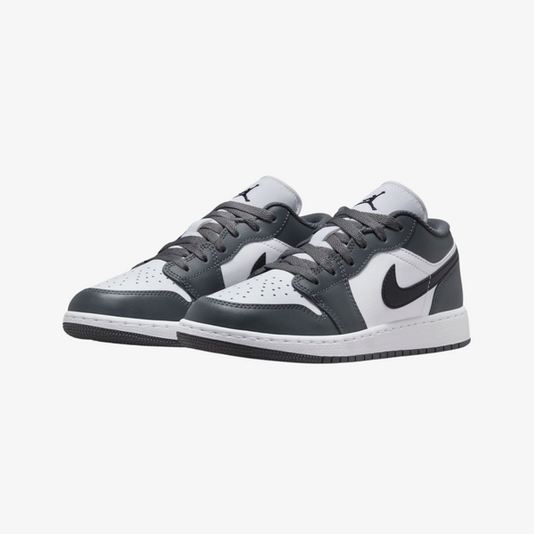 gradeschool jordan 1 low (white/black/iron grey)