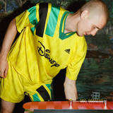 mens adidas x brain dead disney soccer jersey (yellow)