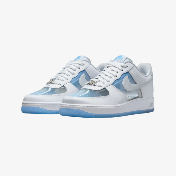 mens nike air force 1 retro (white/pure platinum/university blue)