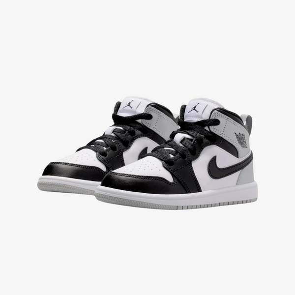 preschool jordan 1 mid (white/black/light smoke grey)
