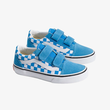 preschool vans old skool v (checkerboard bright azure blue)