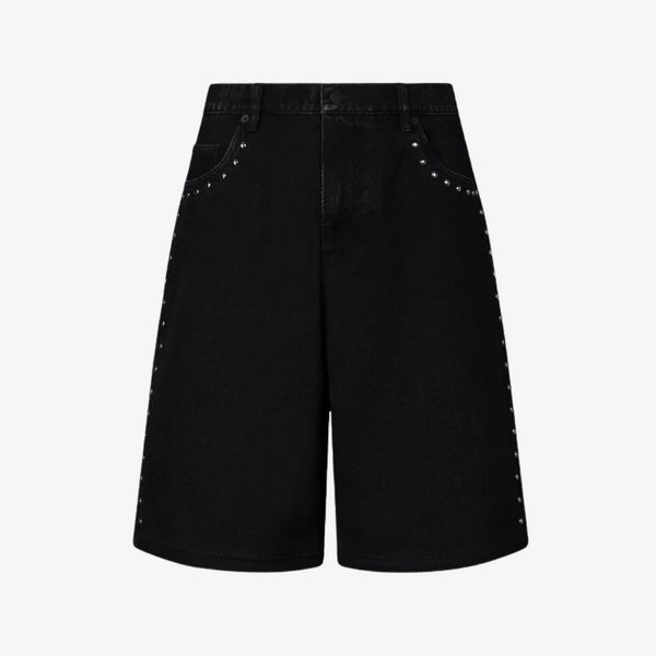 mens pleasures x daft punk lucky studded jorts (black)