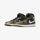 mens jordan 1 mid (black/white/medium olive)