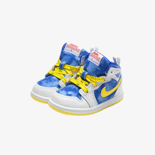 toddler jordan 1 mid sneaker school (white/racer blue/opti yellow)