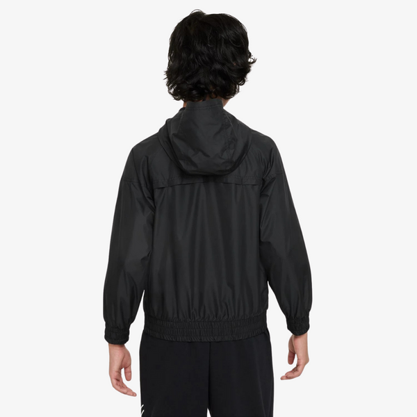 kids nike sportswear windrunner hooded repel jacket (black/white)