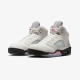 mens jordan 5 retro (white/medium soft pink)