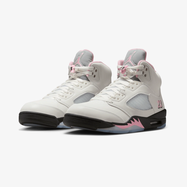 mens jordan 5 retro (white/medium soft pink)