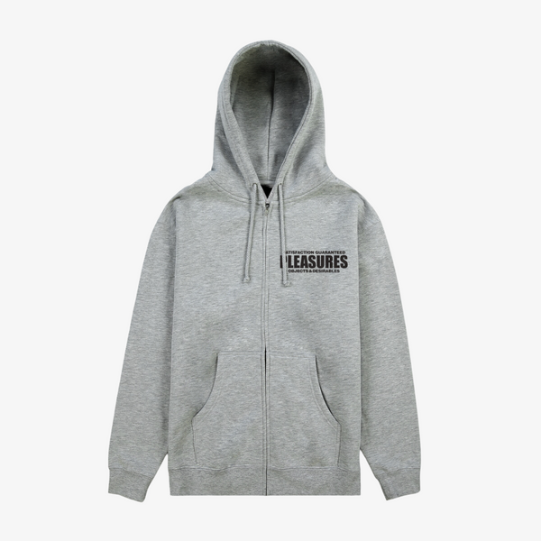 mens pleasures full zip staff hoodie (grey)