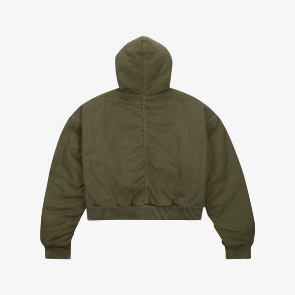 womens jordan x travis scott cropped zip up hoodie (cargo khaki)