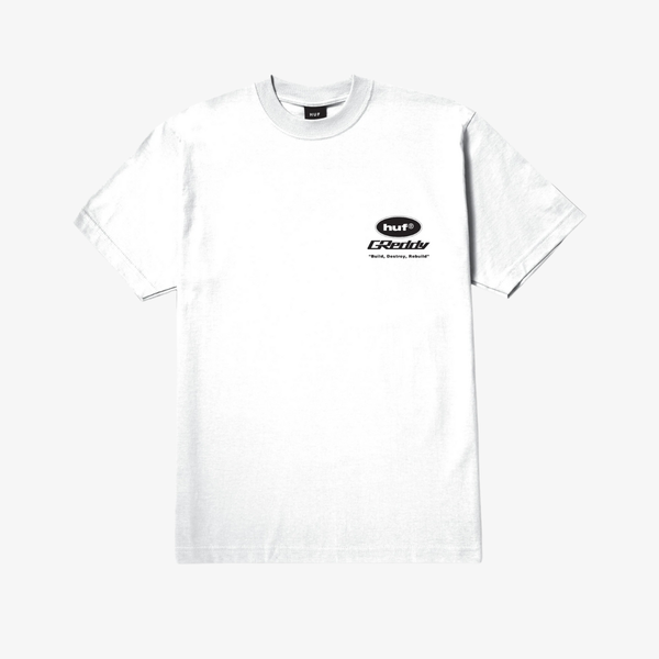 mens huf x greddy parts s/s tee (white)