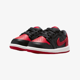 toddler jordan 1 retro low og "banned" (black/varsity red)