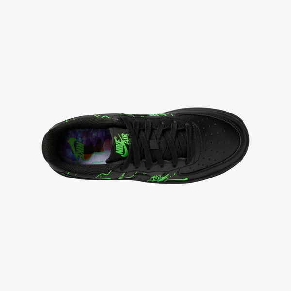 gradeschool nike air force 1 lv8 (black green strike)
