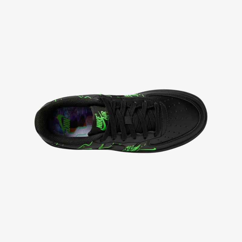 gradeschool nike air force 1 lv8 (black green strike)