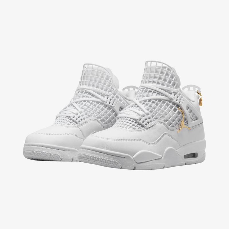 womens jordan 4 net (white/metallic gold)