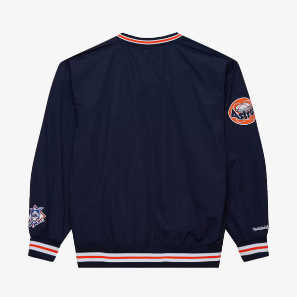 mens mitchell and ness houston astros classic v-neck pullover (navy/orange)