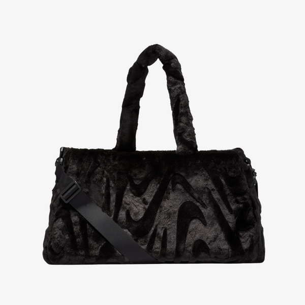 nike sportswear faux fur tote 10L (black/metallic silver)