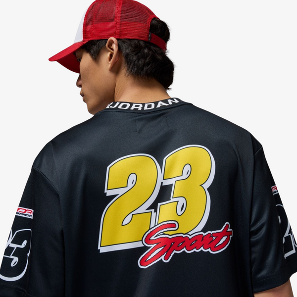 mens jordan essentials s/s top (grey/black/red)