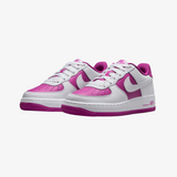 gradeschool nike air force 1 low (white/hot fuchsia)