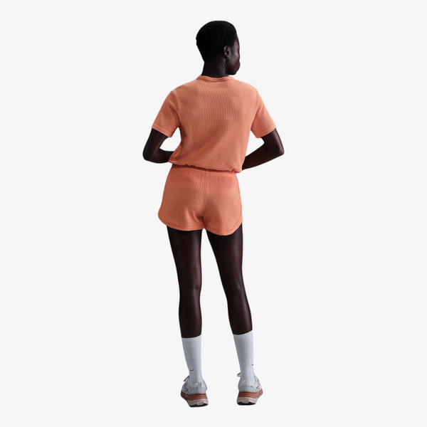 womens nike sportswear chill waffle s/s top (orange)
