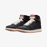 mens jordan 1 retro high og flight club (black/university red-sail-gum med brown)