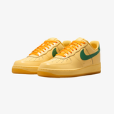 mens nike air force 1 low (topaz gold/pine green-lt laser orange)