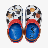 toddler crocs x disney pixar's toy story woody classic clog (blue jean)