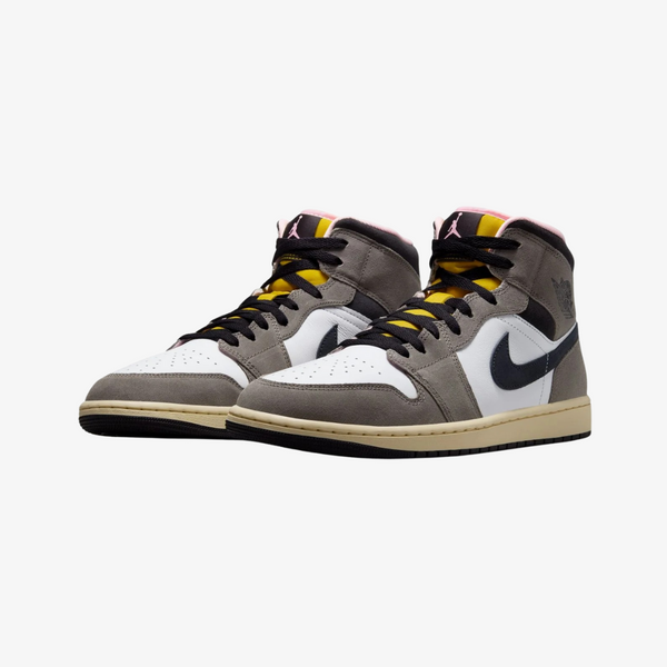 mens jordan 1 mid se (white/oil grey)