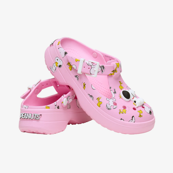 womens crocs x peanuts mary jane clog (pink)